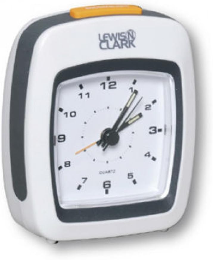 Lewis N. Clark Analog Alarm Clock with Backlight and Snooze Function - White